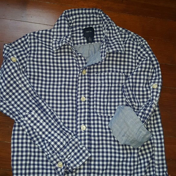 GAP Button Down Shirt with Denim Blue Cuff - Picture 2 of 4